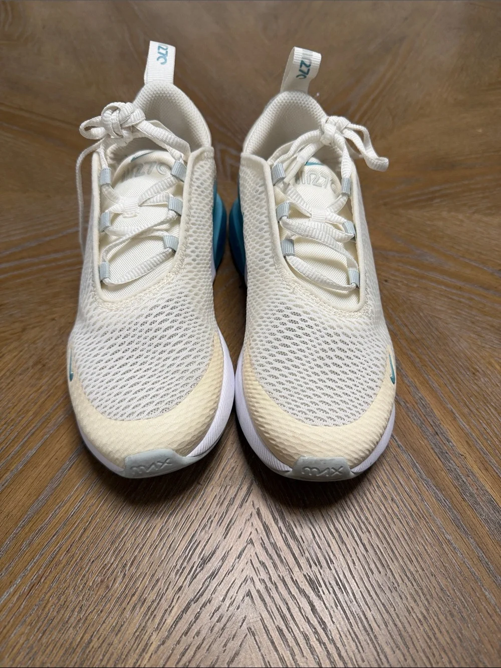 Nike Air Max 270 Kids Cream & Teal Sneakers Sz 3Y
